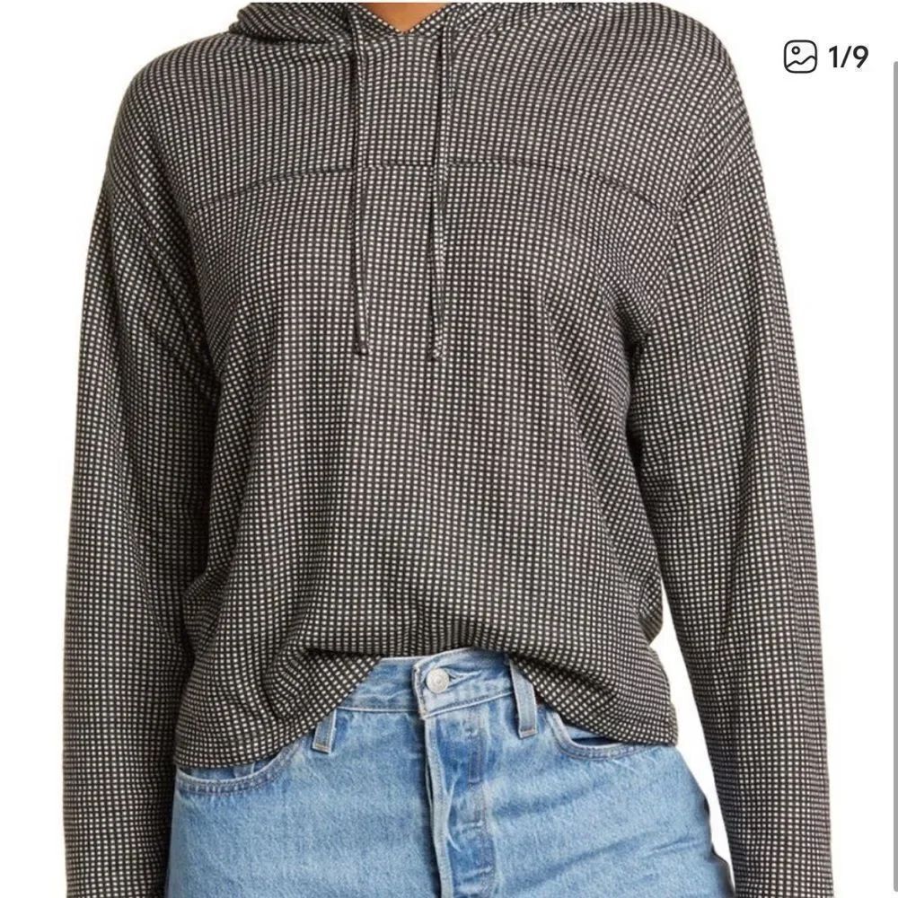 Marine Layer Dawn Grid Lightweight Hoodie Black White